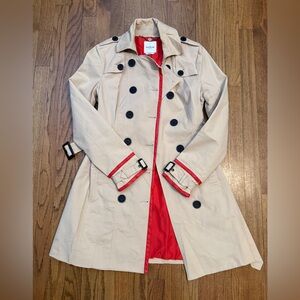 Pre-loved Bebe Double Breasted Leather Trim Trench Coat